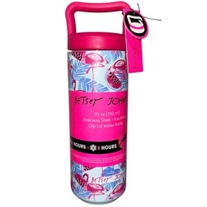 BETSEY JOHNSON Stainless Steel‎ Insulated Clip Lid 20 oz. Water Bottle Flamingos